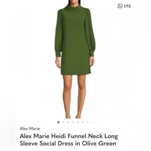 Alex Marie Green Long Sleeve Shift Dress